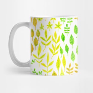 Watercolor doodle leaves pattern white Mug